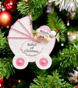 Baby's 1st Christmas Ornament -Pink Pram 917G