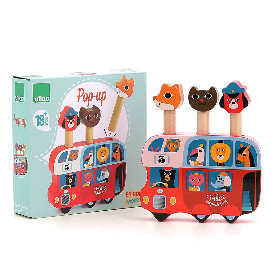 Vilac Wooden Pop-Up Animal Bus Toy