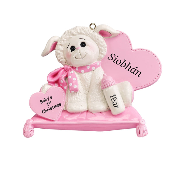 Baby's 1st Christmas Lamb Ornament- Pink (1233G)