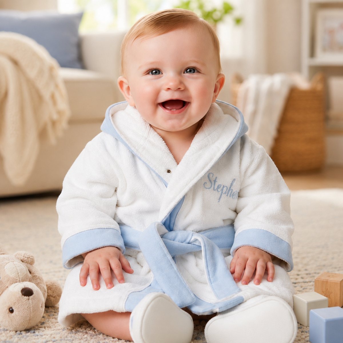 Baby's 1st Bathrobe & Slippers - Blue