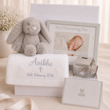 Personalised Christening Hamper with Organic Christening Shawl