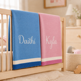 Personalised Knit Cotton Blankets - Striped Trim