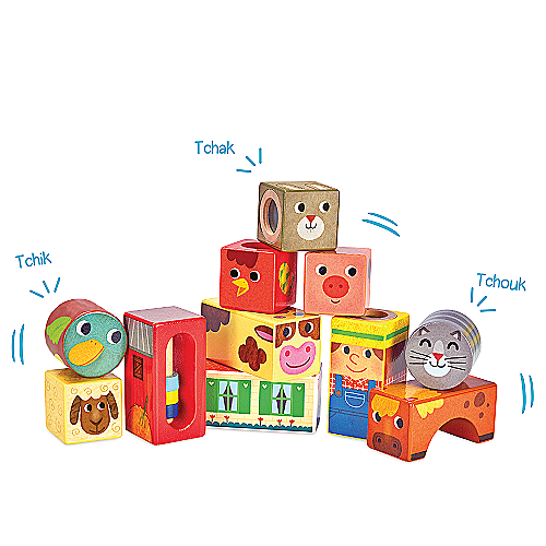 Vilac Wooden Farm Musical & Sound Blocks – 11 Piece Set