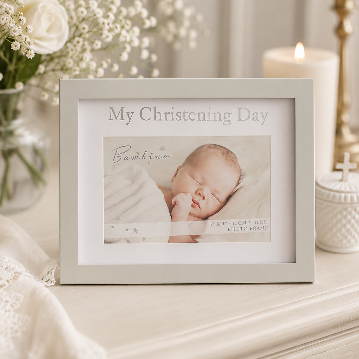 Personalised Christening Hamper with Organic Christening Shawl