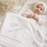Organic Cotton Baby Christening Shawl - Personalised