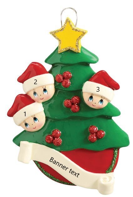 Christmas Tree Family 3 Personalised Christmas Ornament (1406-3)