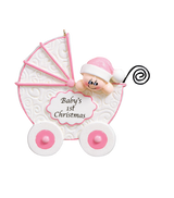 Baby's 1st Christmas Ornament -Pink Pram 917G