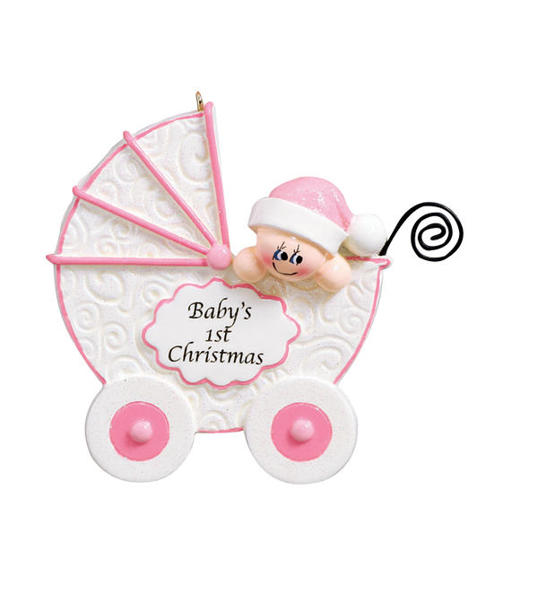 Baby's 1st Christmas Ornament -Pink Pram 917G