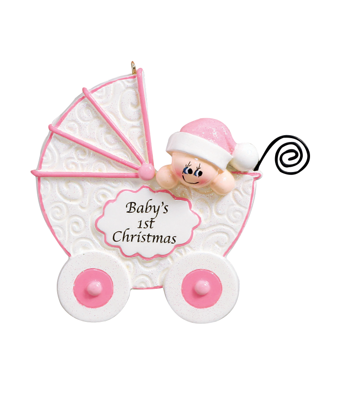 Baby's 1st Christmas Ornament -Pink Pram 917G