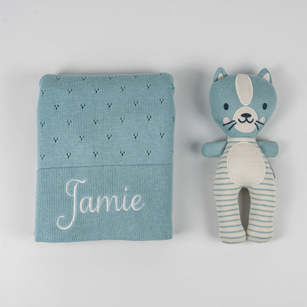 Personalised Knit Cotton Blanket and Toy