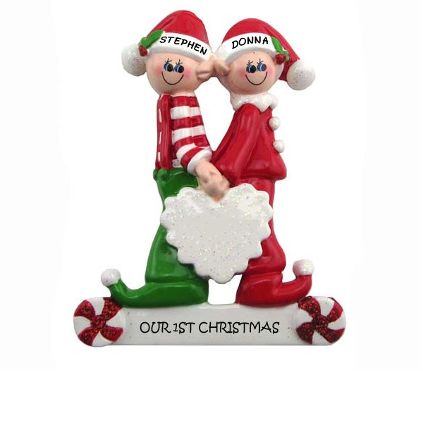 Sweet Heart Elf Couple Christmas Ornament (935)