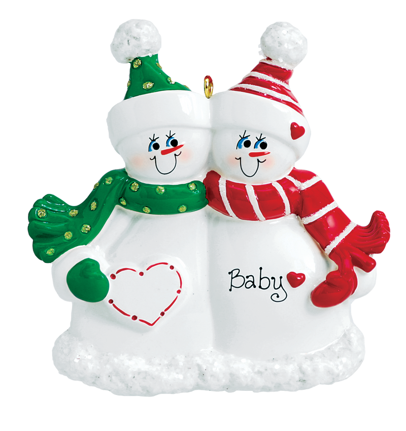 Expectant Snow Couple Ornament (973)