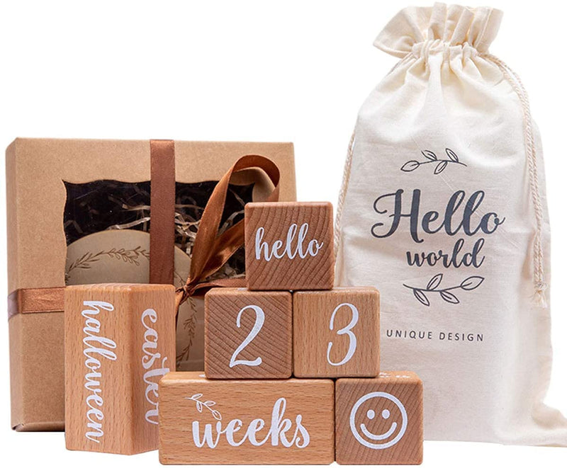 Baby Milestone Wooden Block Gift Set