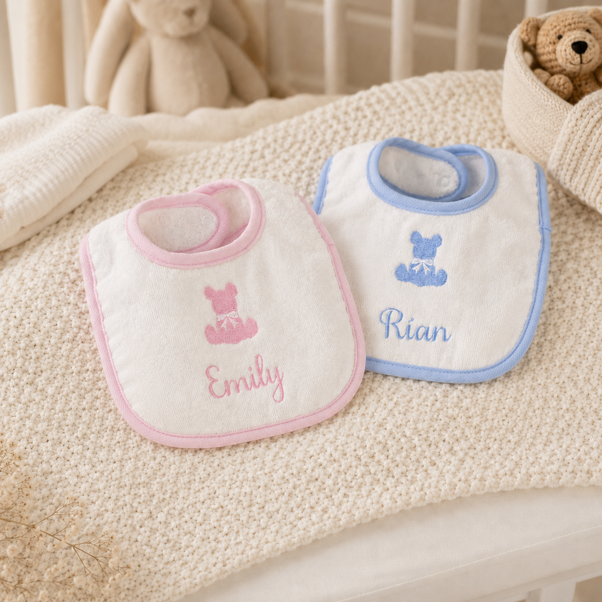 Signature Bib and Teether Gift Box - pink or blue