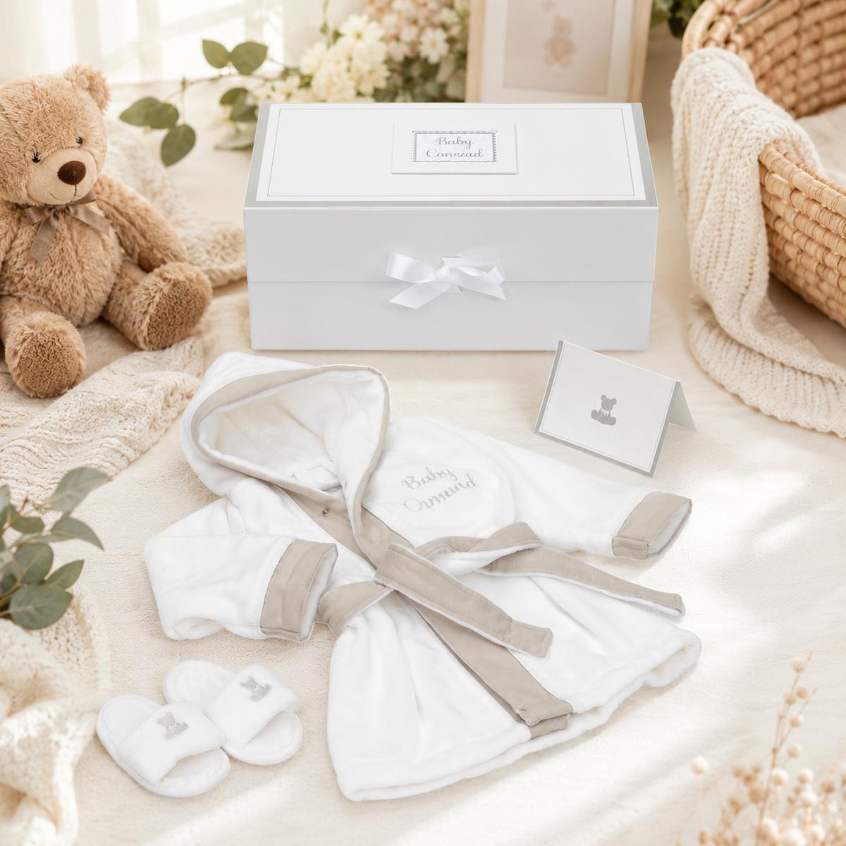 Baby's 1st Bathrobe & Slippers - Grey