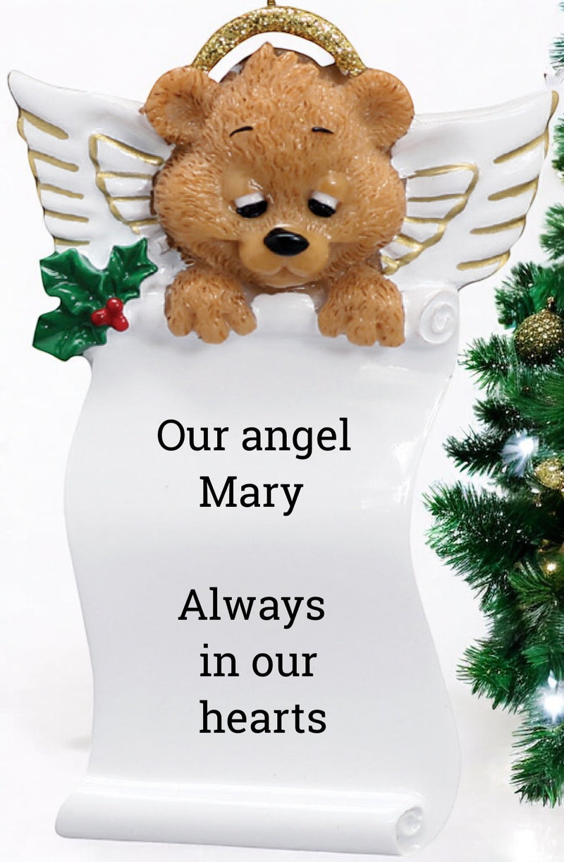 Angel Bear Scroll Christmas Ornament (119)