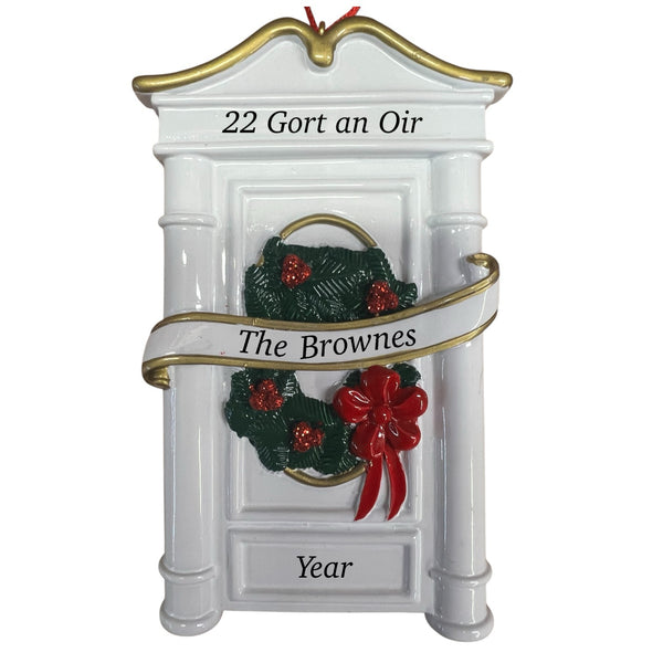 White Holiday Door Personalised Christmas Ornament (12)