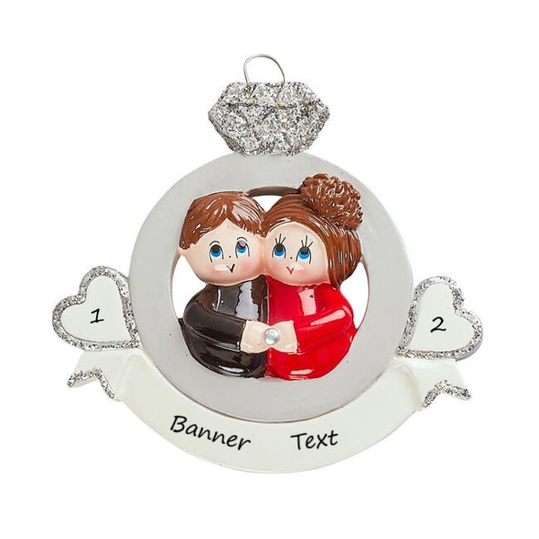 Engaged Ring Couple Christmas Ornament (1455)