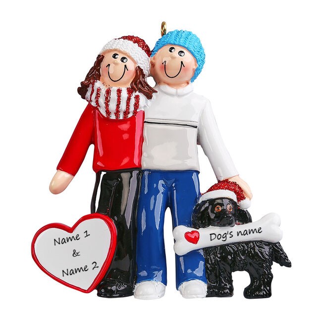 Christmas Couple with Black dog Christmas Ornament - 1632B