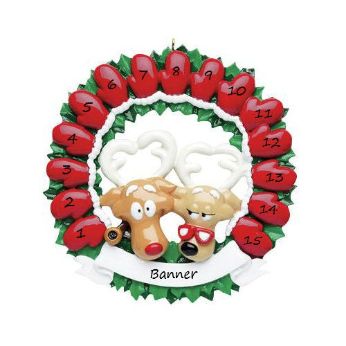 Grandchildren Mitten Wreath-15 Christmas Ornament (407)