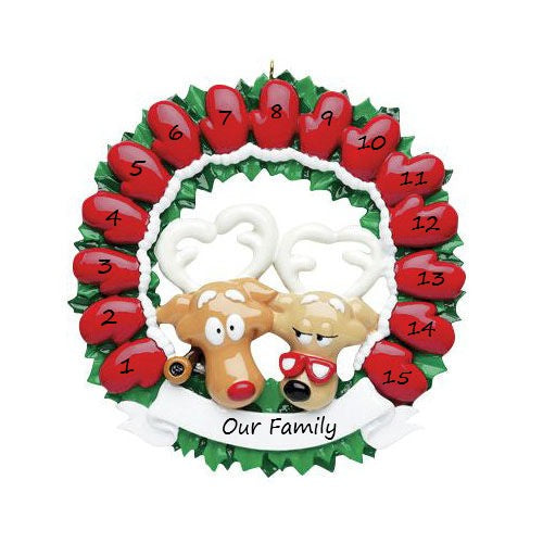 Grandchildren Mitten Wreath-15 Christmas Ornament (407)