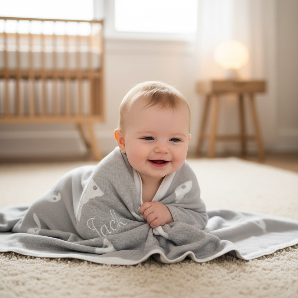 Personalised Organic Bunny Baby Blanket