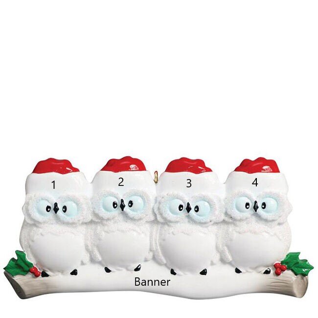 Owl Family 4 Christmas Ornament (160-4)