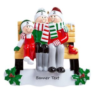 Park Bench Family 3 Ornament - 1609-3