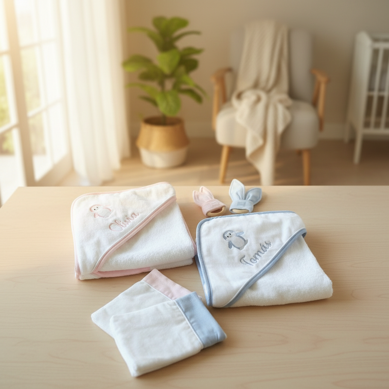 Penguin Hooded Towel and Mitt Gift Box