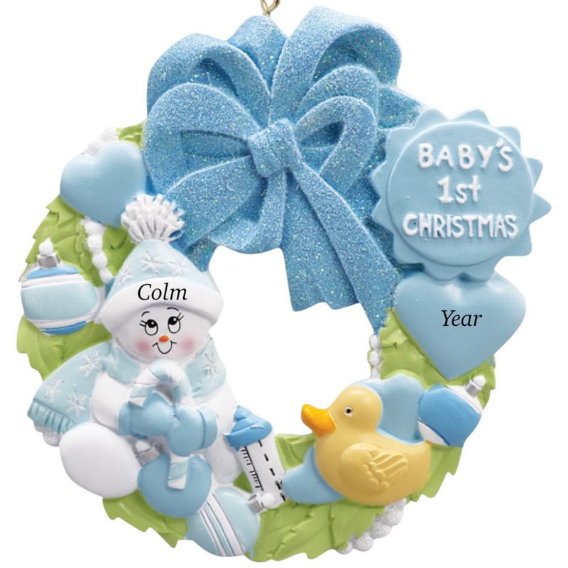 Blue Snow Baby Wreath Christmas Ornament 42B