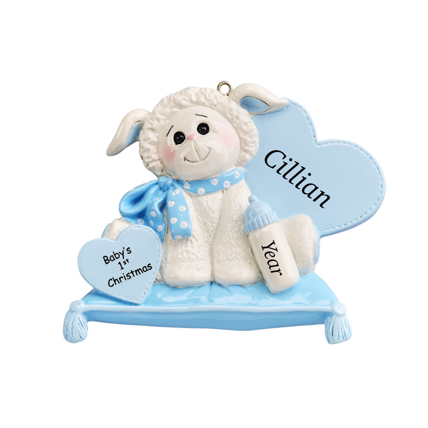 Baby's 1st Christmas Lamb Ornament- Blue (1233B)