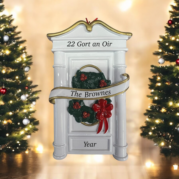 White Holiday Door Personalised Christmas Ornament (12)