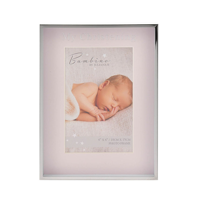 Silver Colour Pink Photo Frame "Christening Day" 4" x 6"