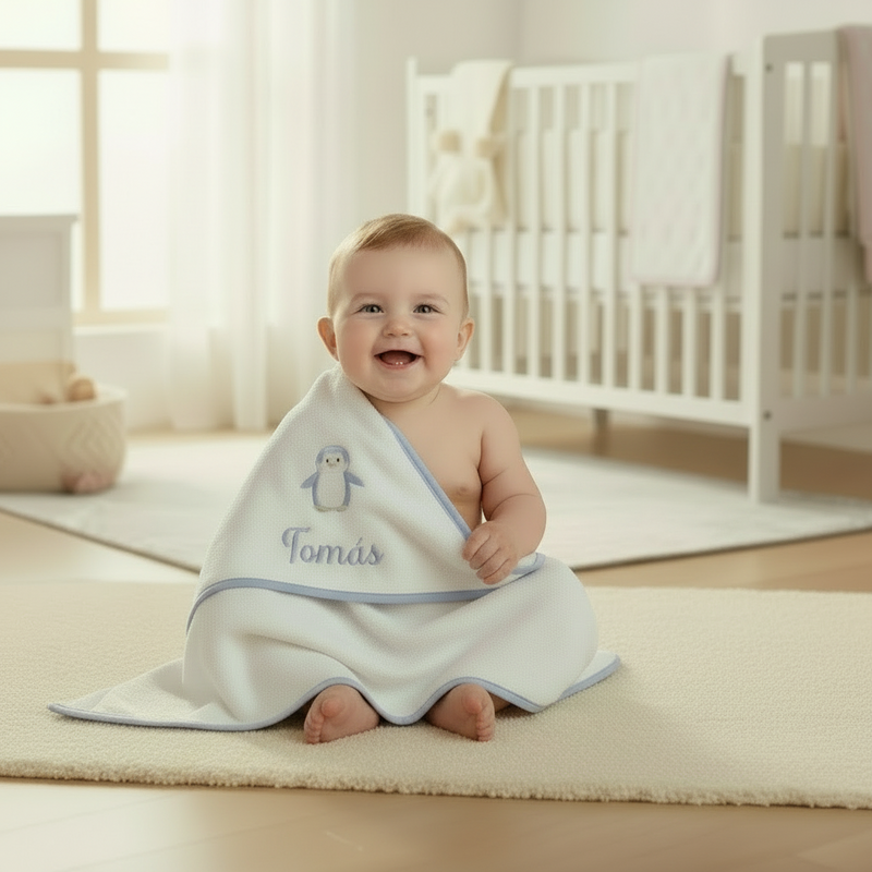 Penguin Hooded Towel and Mitt Gift Box