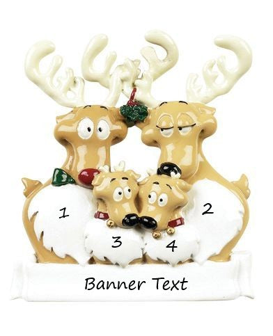 Reindeer Family 4 Personalised Christmas Ornament - 6-4
