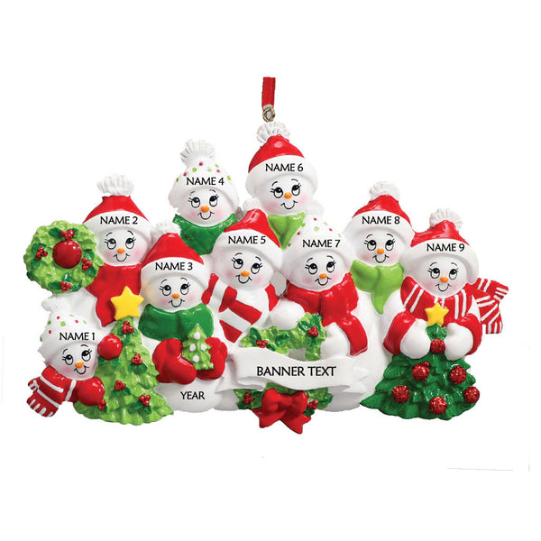 Snow Family 9 Personalised Christmas Ornament (10-9)