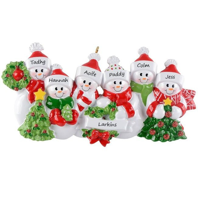 Snow Family 6 Personalised Christmas Ornament - 10-6