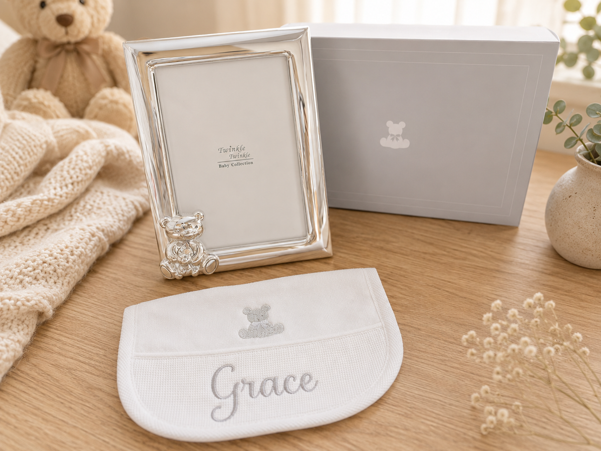Silver Frame and Bib Gift Box