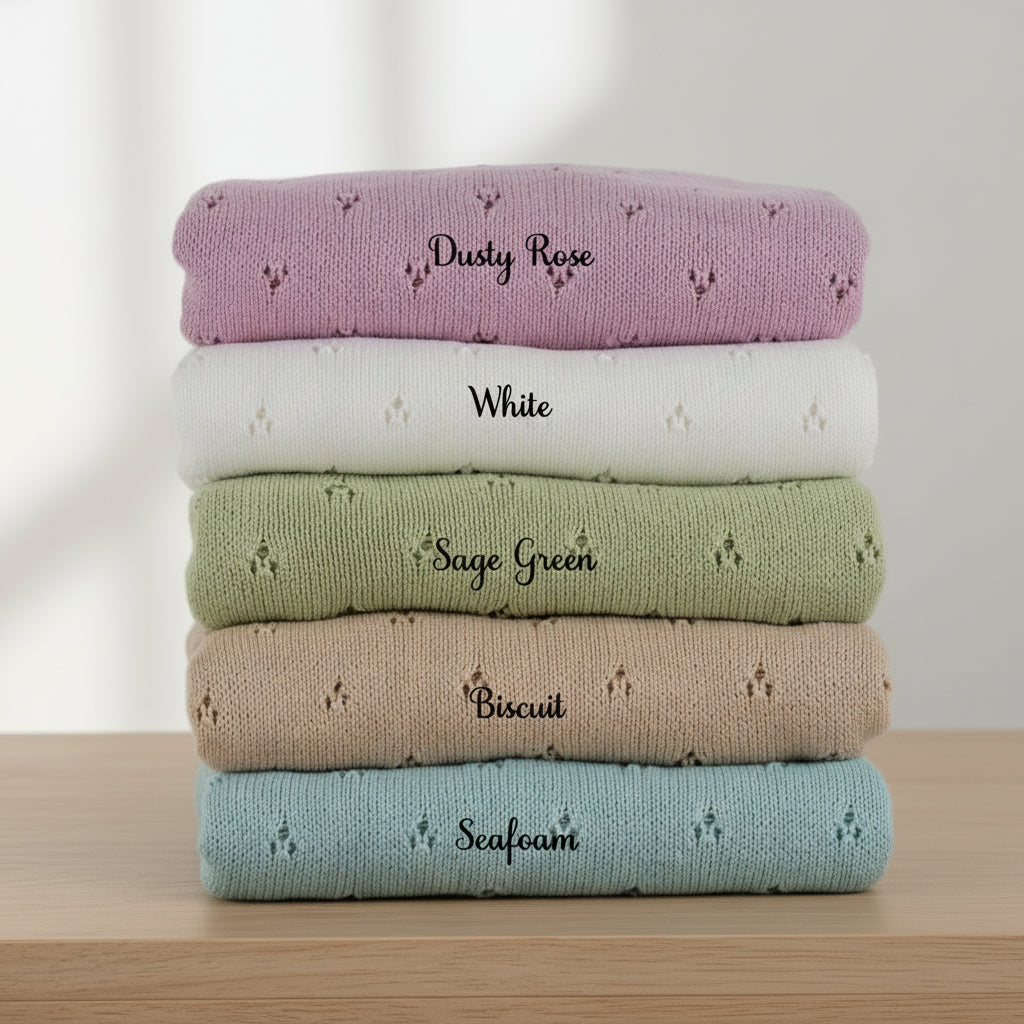Personalised Knit Cotton Baby Blanket | 5 Colours