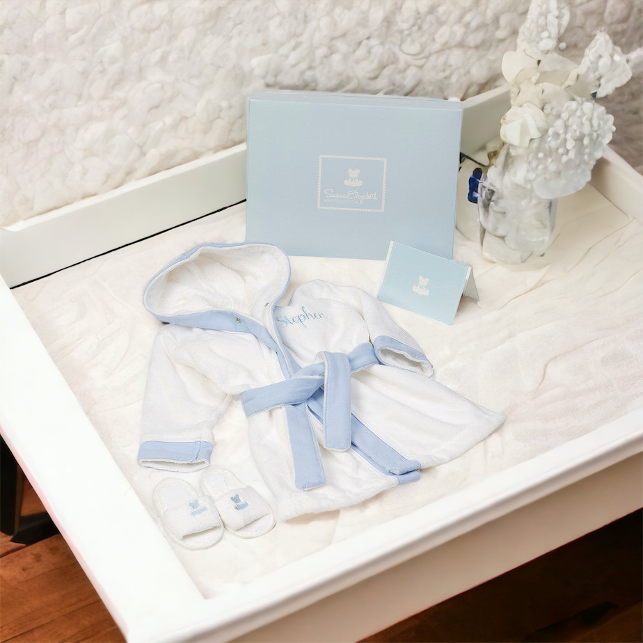 Newborn Gifts Baby Hampers Personalised baby bathrobes Irish baby