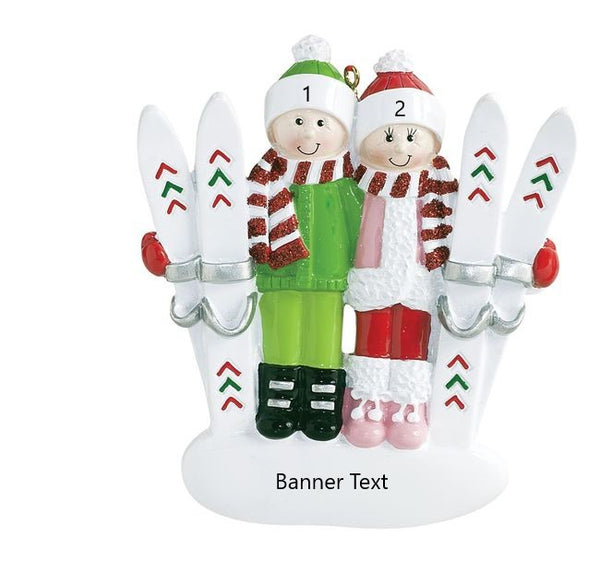 Snow Ski Couple Personalised Ornament (1262)