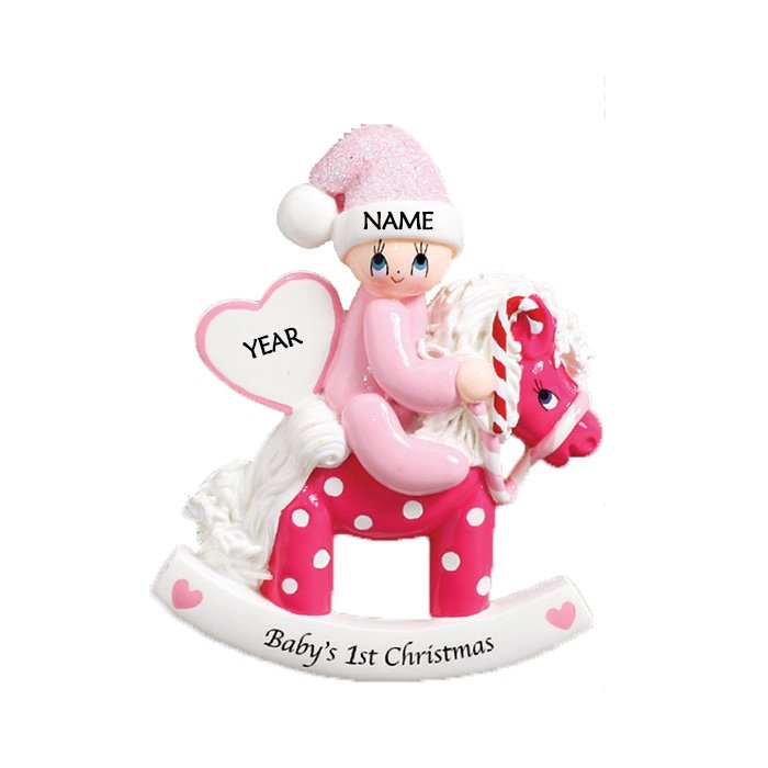 Rocking Pony Pink 1st Christmas Ornament (1423G)