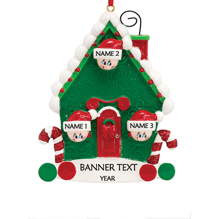 Candy Cane House 3 Personalised Christmas Ornament