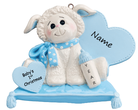 Baby's 1st Christmas Lamb Ornament- Blue (1233B)