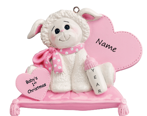 Baby's 1st Christmas Lamb Ornament- Pink (1233G)
