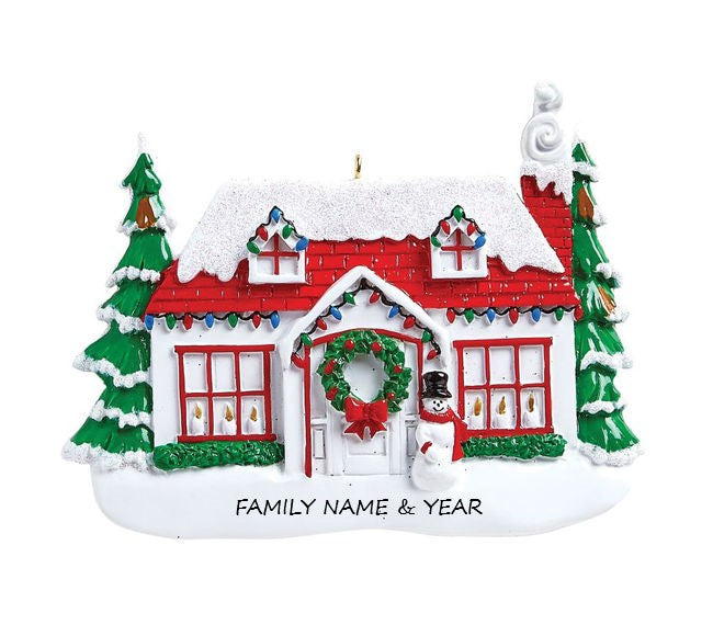 Red Roof House Personalised Christmas Ornament (308)