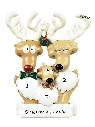 Reindeer Family-3 Personalised Christmas Ornament
