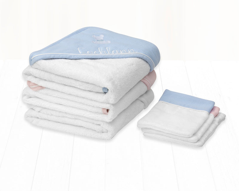 Twins- Hooded Baby Bath Towel & Mitt
