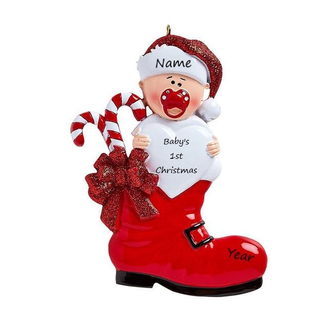 Baby's 1st Christmas Boot Ornament- Red (389R)