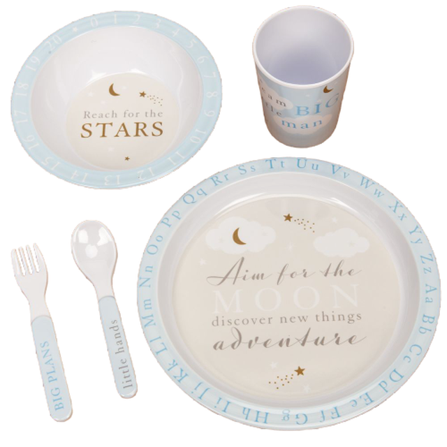 Bambino 5 Piece Melamine Tableware Set - Pink or Blue